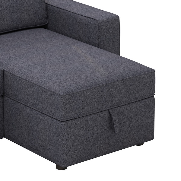 91" Reversible Pull out Sleeper Sectional Storage Sofa Bed Overstock